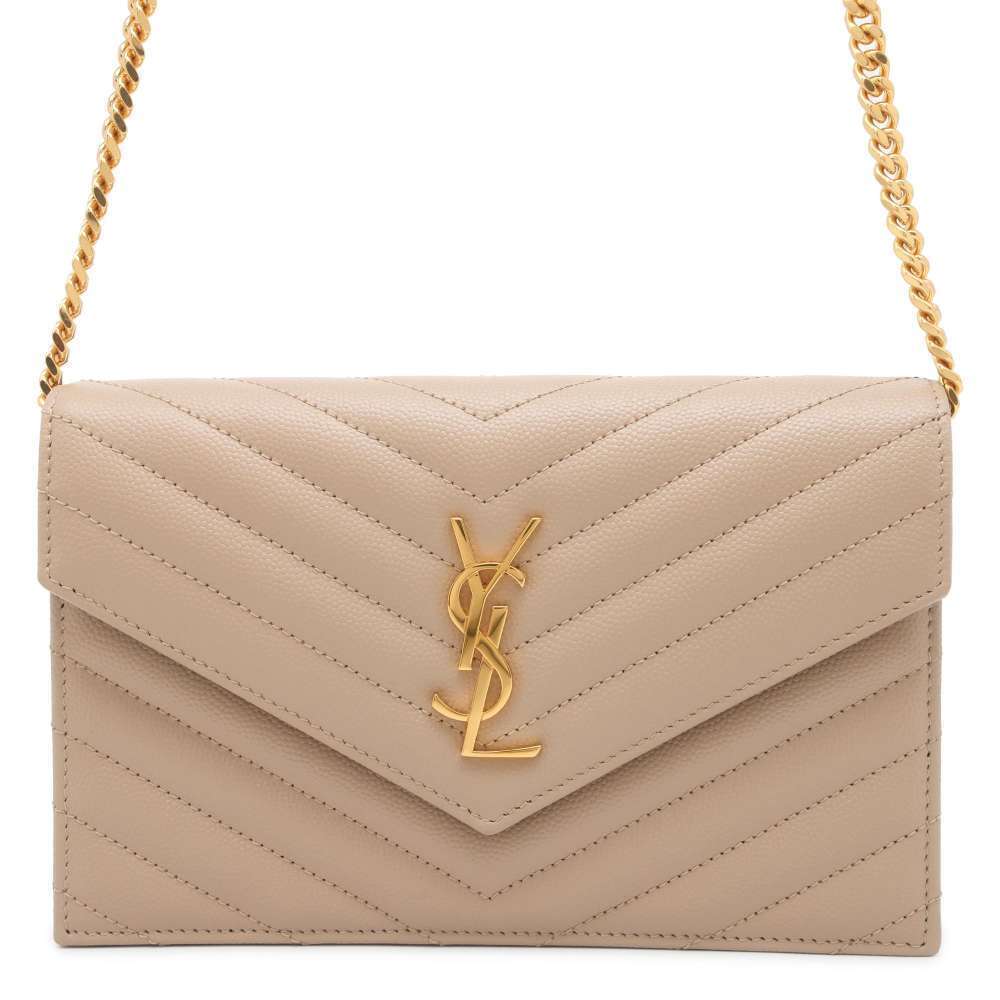 Saint Laurent Paris Cassandra Envelope Leather Chain Wallet